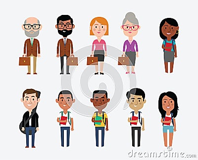 Character Illustrations Depicting Occupations In Education Vector Illustration