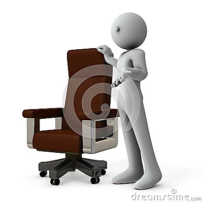 A character invite you to the president`s chair. Cartoon Illustration