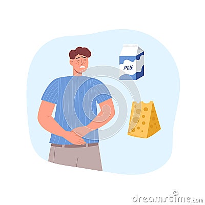 The character is lactose intolerant Vector Illustration