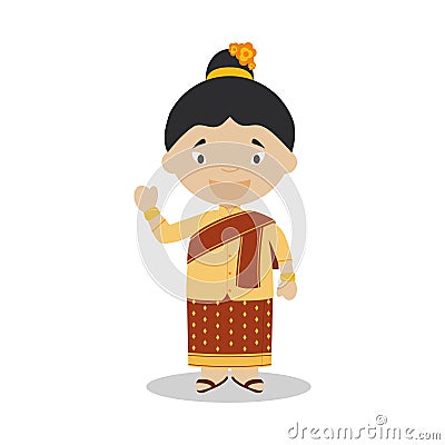 Character from Laos dressed in the traditional way Vector Illustration Vector Illustration