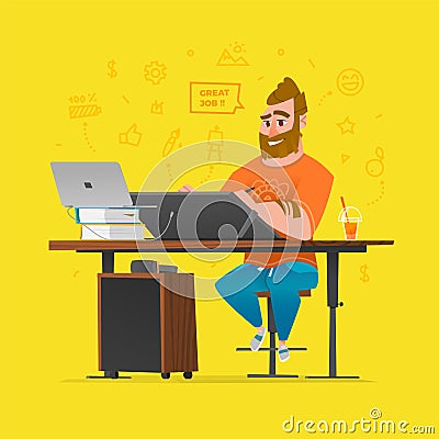 Character lifestyle situation in real life Vector Illustration