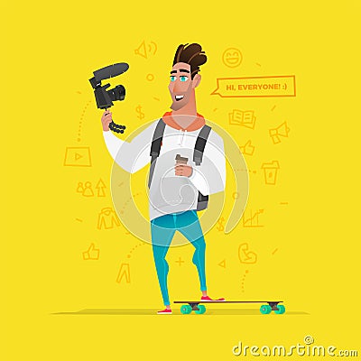 Character lifestyle situation in real life. Vector Illustration