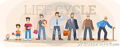 Man character life cycle Vector Illustration