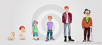 Character man in different ages. Vector Illustration