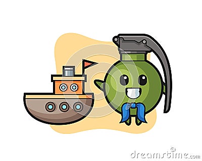 Character mascot of grenade as a sailor man Vector Illustration