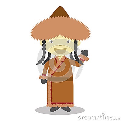 Character from Mongolia dressed in the traditional way Vector Illustration