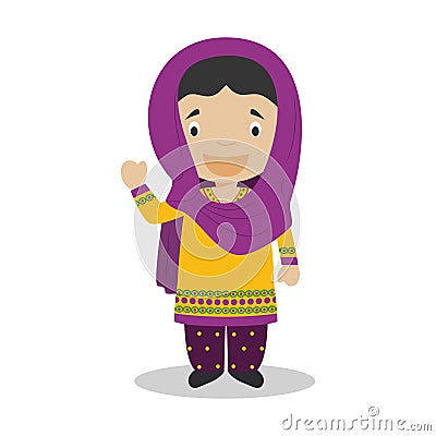 Character from Pakistan dressed in the traditional way Vector Illustration