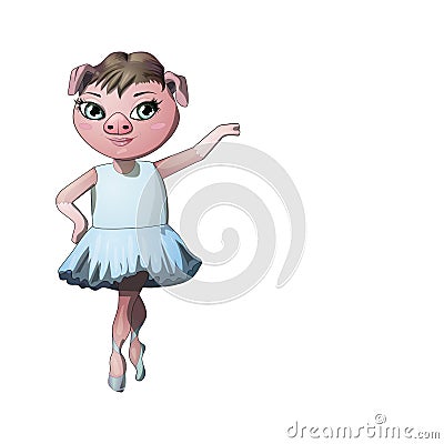 Character pig ballerina Vector Illustration