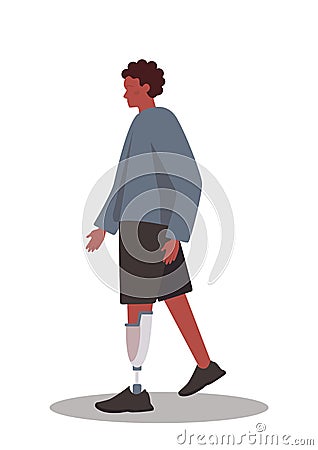 Character with a robot part. Human body upgrade with robotic mechanism. Vector Illustration