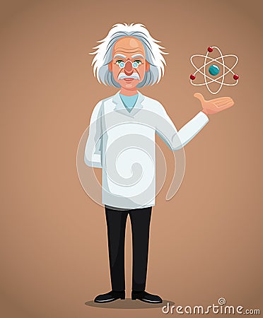 Character scientist physical and atom Vector Illustration