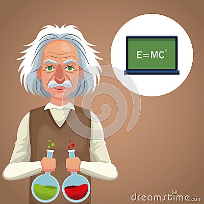 Character scientist physical with test tube laboratory formula Vector Illustration