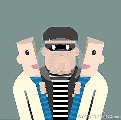 Character thief in good person Vector Illustration