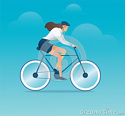 Character of woman bike a bicycle vector illustration Vector Illustration