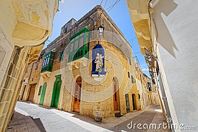 Characteristic alley of Ir-Rabat, Gozo, Malta Stock Photo