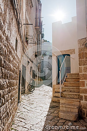 Characteristic alley in Polignano a mare, Apulia, Italy Stock Photo