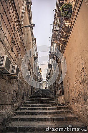 Characteristic Alleyway of Licata Editorial Stock Photo