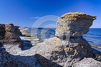 Characteristic cliffs on Oland island Stock Photo