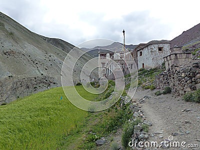 Traditional hostel mountain shelter in the valley of Markah in Ladakh, India. Stock Photo