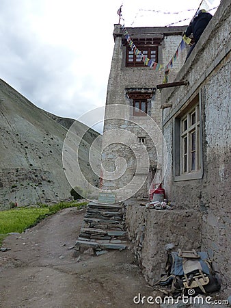 Traditional hostel mountain shelter in the valley of Markah in Ladakh, India. Editorial Stock Photo