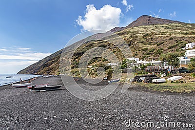 Stromboli village on Stromboli island Editorial Stock Photo