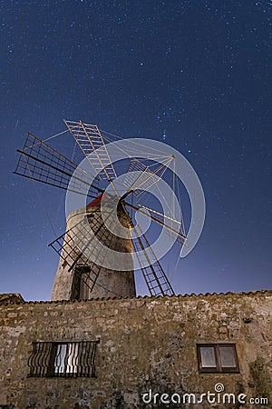 Characteristic windmill, Sicily Stock Photo