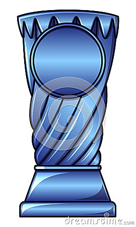 Platinum blue sports reward trophy illustration isolated on white background. Copy space in circle for text or number. Award Vector Illustration