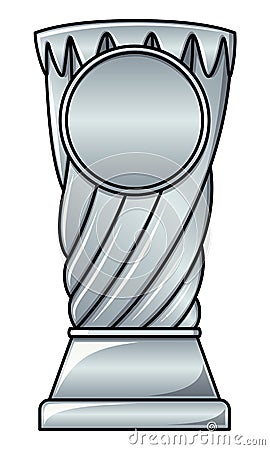 Silver sports reward trophy illustration isolated on white background. Copy space in circle for text or number. Award for champion Vector Illustration