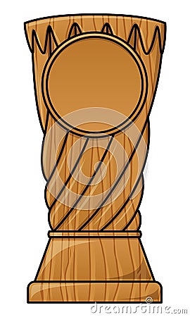 Wooden sports reward trophy illustration isolated on white background. Copy space in circle for text or number. Award for champion Vector Illustration