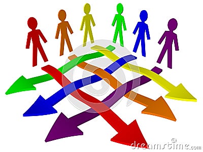 Characters and arrows - business team, teamwork Stock Photo