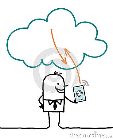 Characters and cloud - connection Vector Illustration