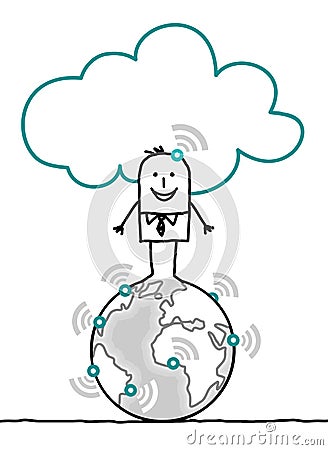 Characters and cloud - world Vector Illustration