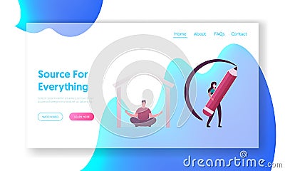 Characters during Covid19 Pandemic Landing Page Template.Man Sitting in House Meditating in Lotus Posture Vector Illustration