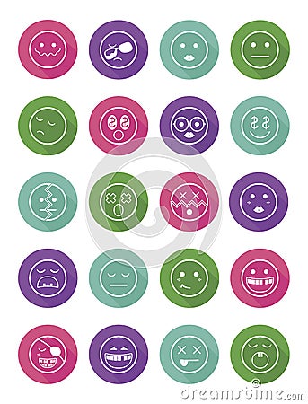 20 characters differents in color circles icons set Stock Photo