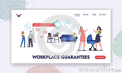 Characters Getting Workplace Guarantees and Perks Landing Page Template. Financing Diseases. Sick and Maternity Leave Vector Illustration