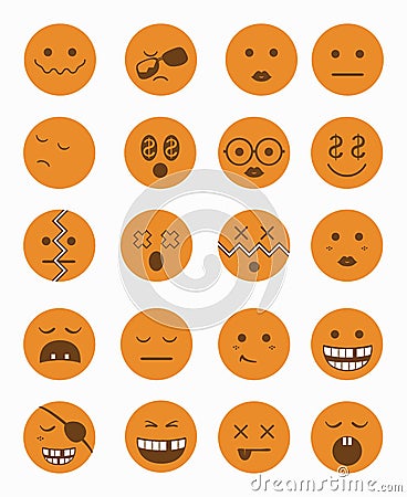 20 characters icons set 2 orange Stock Photo