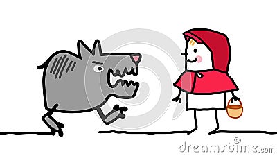 Characters - little red riding hood Vector Illustration