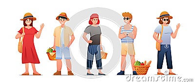 Characters people picnic on summertime holidays vector illustration Vector Illustration