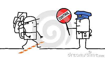 Characters - police control - borderland Vector Illustration