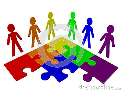 Characters and puzzle - business team, teamwork Stock Photo