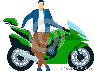 Characters riding motorcycles and scooters, motorbike riders. Men and women driving motorcycles, delivery man on scooter Vector Illustration