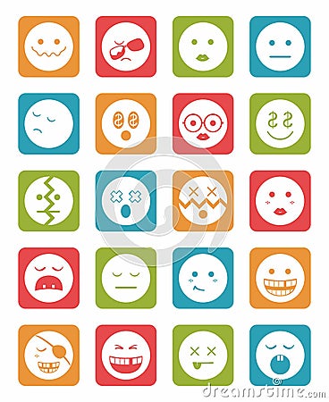 20 characters in square icons set 2 Stock Photo