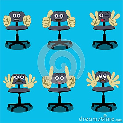 Characther cute swivel chair crazy drunk Vector Illustration