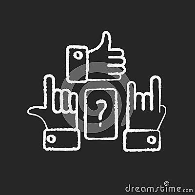 Charades chalk white icon on black background Vector Illustration