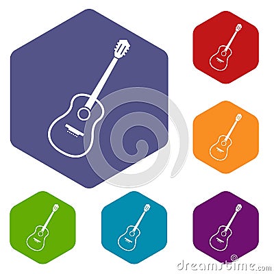 Charango icons set hexagon Vector Illustration