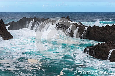 Charco del Viento natural swimming pools, Tenerife island, Spain Stock Photo