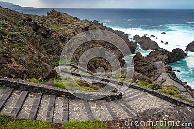 Charco del Viento natural swimming pools, Tenerife island, Spain Stock Photo