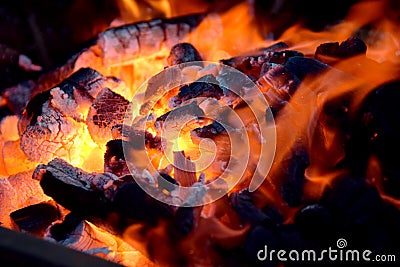 The charcoal burning Stock Photo