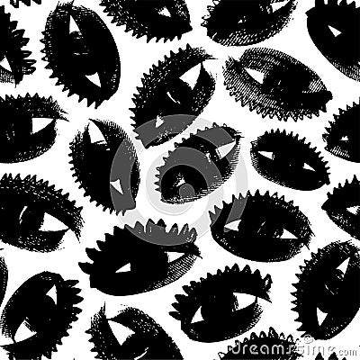 Charcoal eyes seamless pattern Vector Illustration