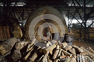 Charcoal Factory Kuala Sepetang Stock Photo