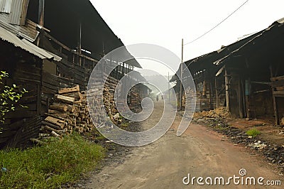 Charcoal Factory Kuala Sepetang Editorial Stock Photo